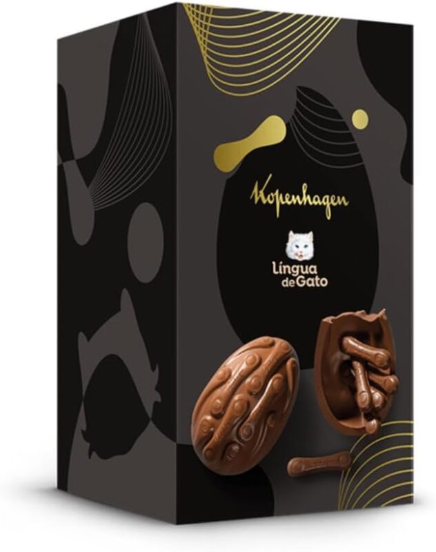 Ovo de Páscoa Kopenhagen - Língua de Gato ao Leite 276g Presente (Chocolate Premium)