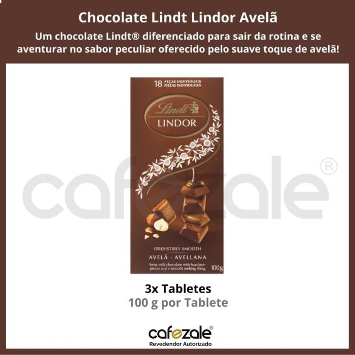 barra Chocolate Lindt Lindor Ao Leite com Avelãs
